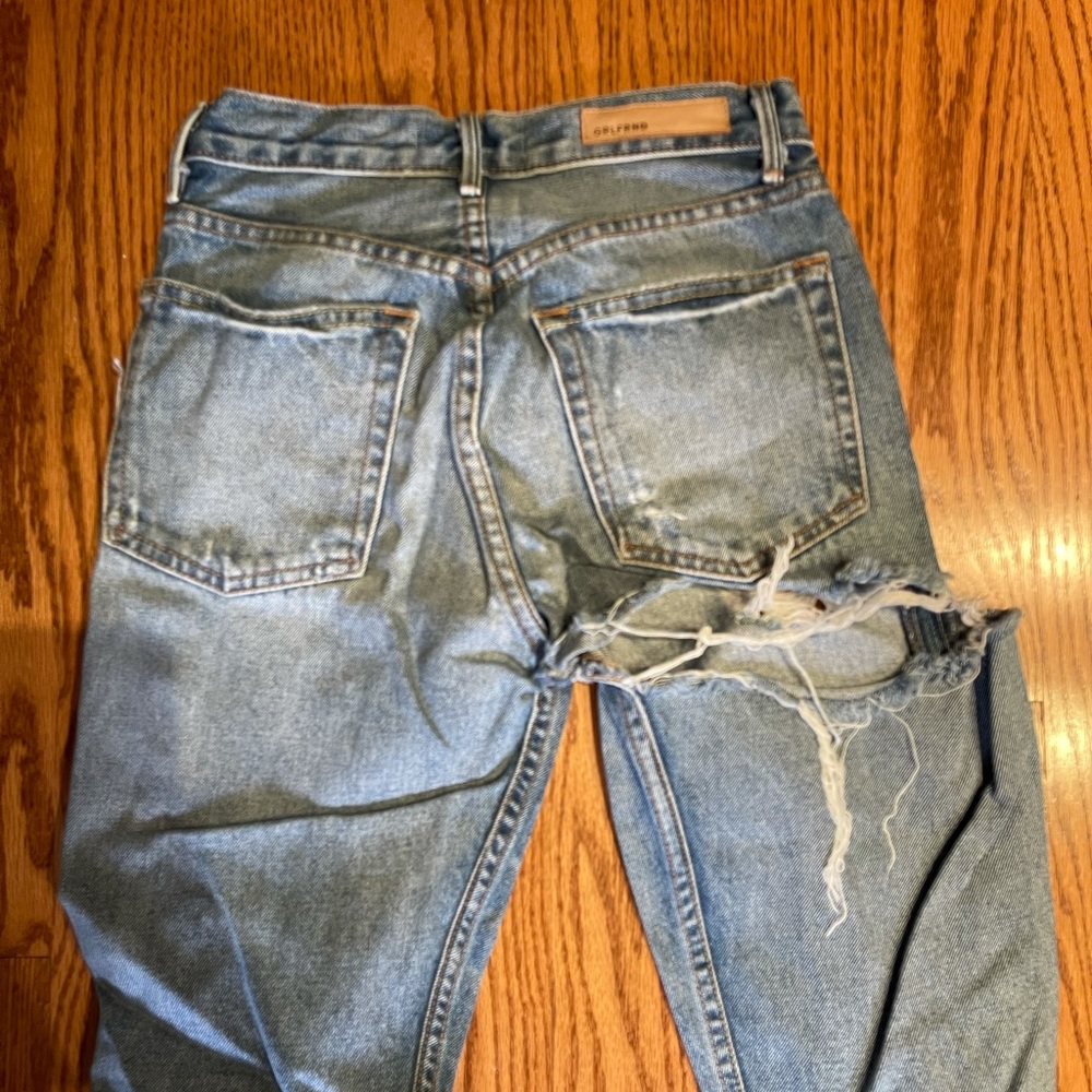 GRLFRND jeans distressed with hole under butt 24
